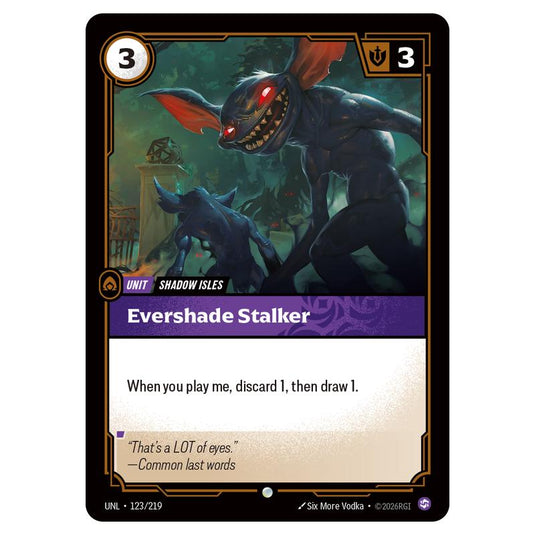 Evershade Stalker card from the Riftbound: League of Legends set Unleashed