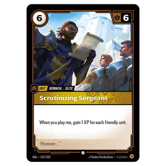 Scrutinizing Sergeant card from the Riftbound: League of Legends set Unleashed