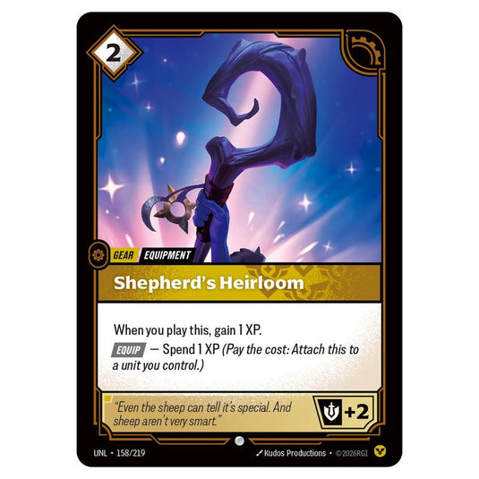 Shepherds Heirloom card from the Riftbound: League of Legends set Unleashed