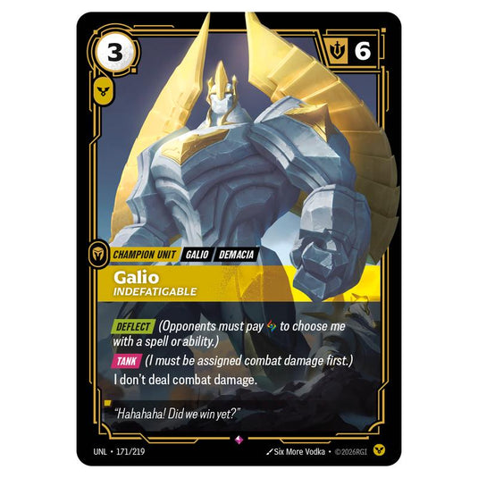 Galio Indefatigable card from the Riftbound: League of Legends set Unleashed