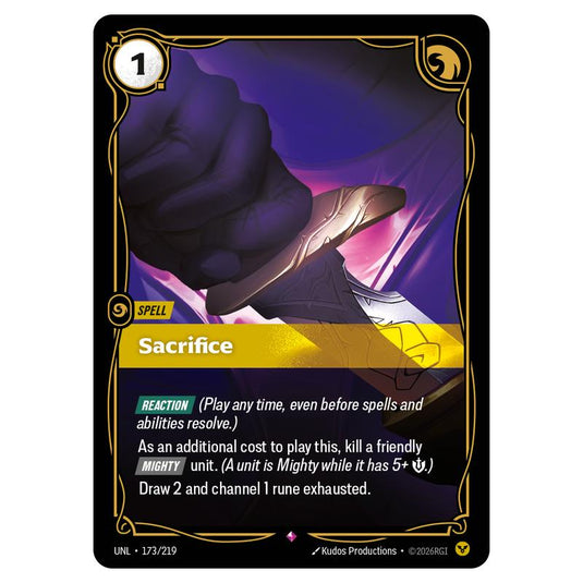 Sacrifice card from the Riftbound: League of Legends set Unleashed