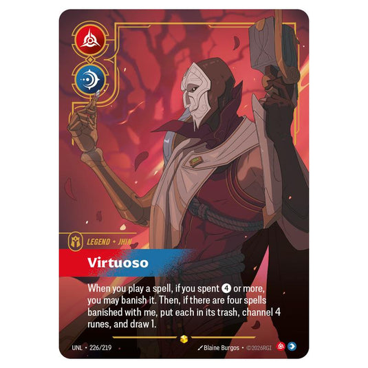Jhin Virtuoso card from the Riftbound: League of Legends set Unleashed