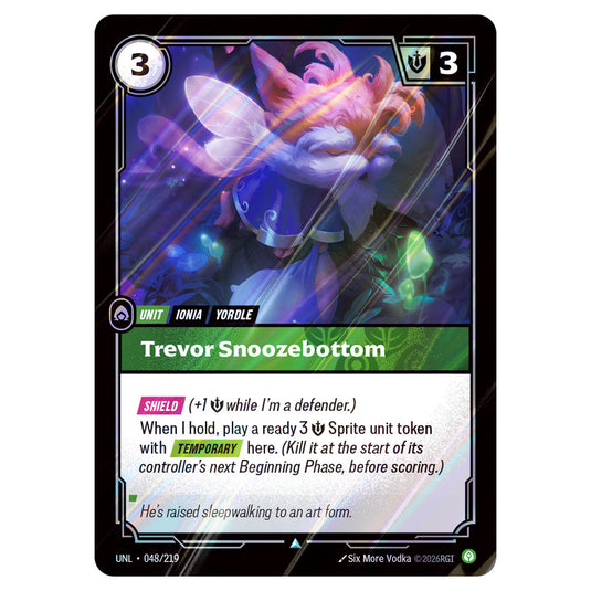 Trevor Snoozebottom Foil card from the Riftbound: League of Legends set Unleashed