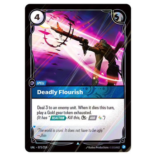 Deadly Flourish Foil card from the Riftbound: League of Legends set Unleashed