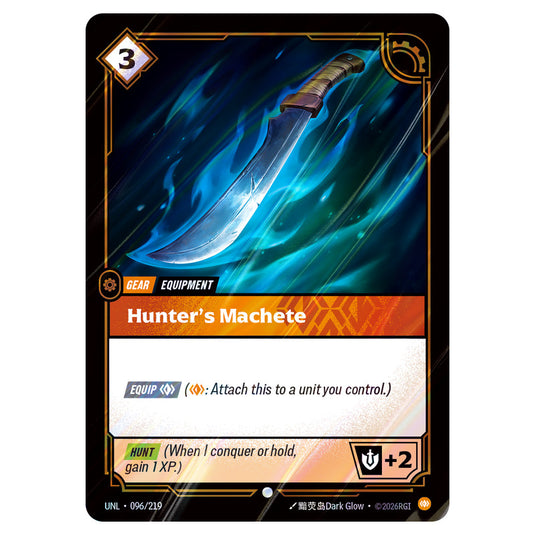 Hunters Machete Foil card from the Riftbound: League of Legends set Unleashed