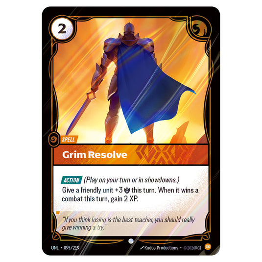 Grim Resolve Foil card from the Riftbound: League of Legends set Unleashed