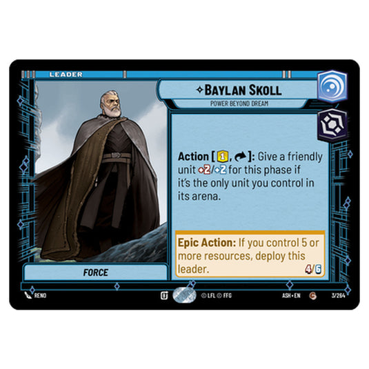 Baylan Skoll card from the Star Wars Unlimited set Ashes of the Empire