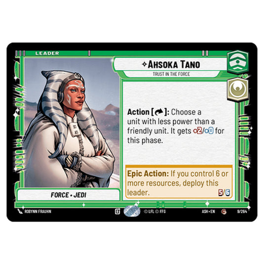 Ahsoka Tano card from the Star Wars Unlimited set Ashes of the Empire