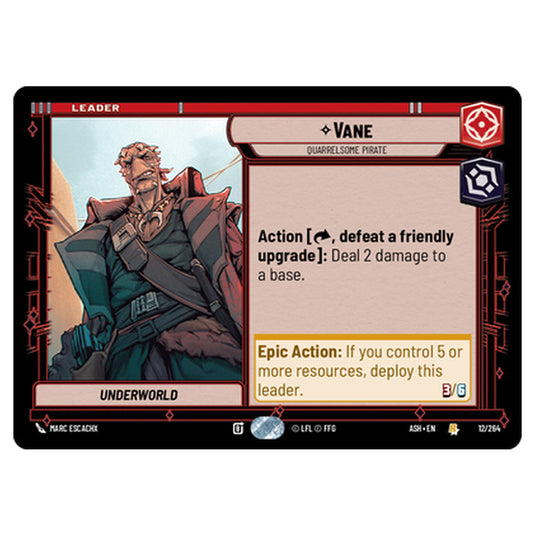 Vane card from the Star Wars Unlimited set Ashes of the Empire