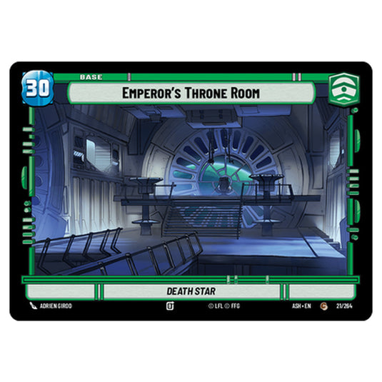 Emperor's Throne Room card from the Star Wars Unlimited set Ashes of the Empire