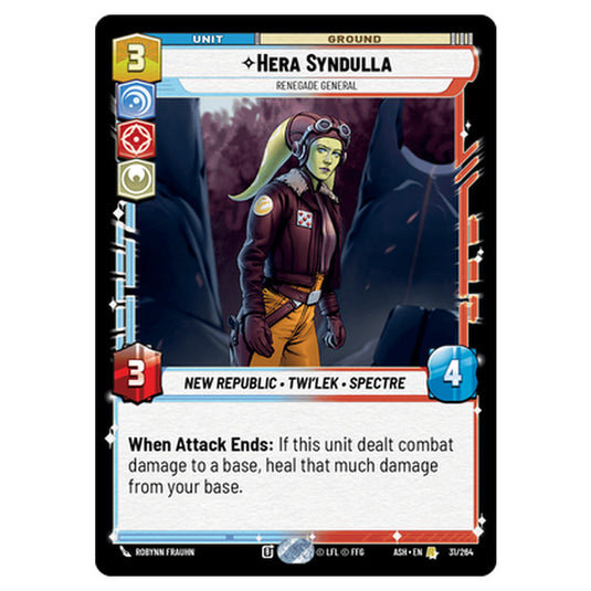 Hera Syndulla card from the Star Wars Unlimited set Ashes of the Empire