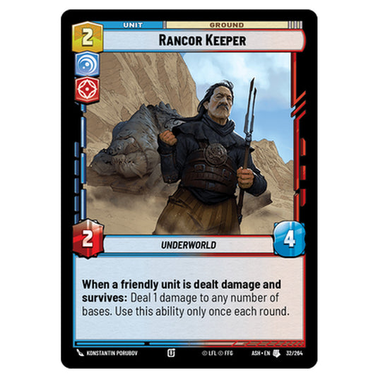 Rancor Keeper card from the Star Wars Unlimited set Ashes of the Empire