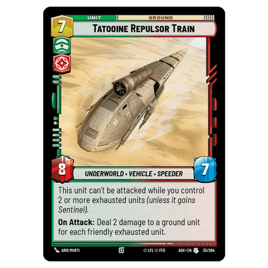 Tatooine Repulsor Train card from the Star Wars Unlimited set Ashes of the Empire