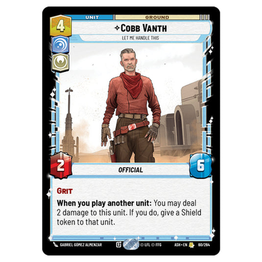 Cobb Vanth card from the Star Wars Unlimited set Ashes of the Empire
