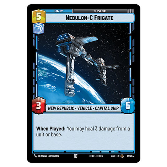 Nebulon-C Frigate card from the Star Wars Unlimited set Ashes of the Empire