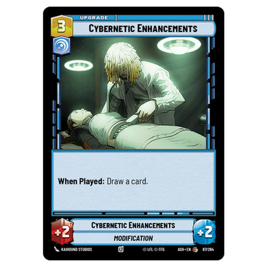 Cybernetic Enhancements card from the Star Wars Unlimited set Ashes of the Empire