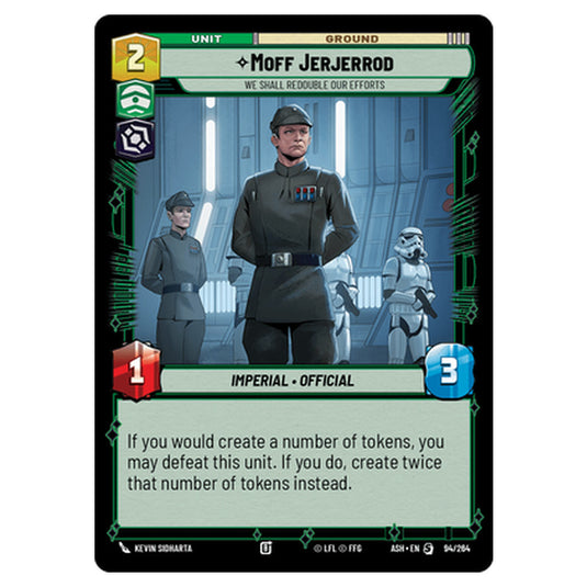 Moff Jerjerrod card from the Star Wars Unlimited set Ashes of the Empire