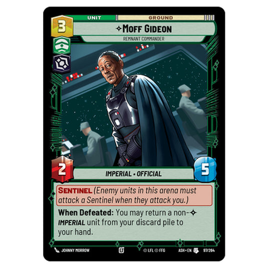 Moff Gideon card from the Star Wars Unlimited set Ashes of the Empire