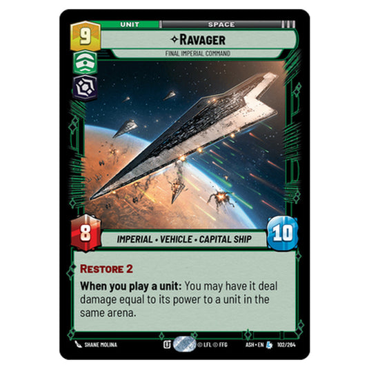 Ravager card from the Star Wars Unlimited set Ashes of the Empire