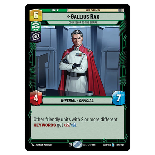 Gallius Rax card from the Star Wars Unlimited set Ashes of the Empire