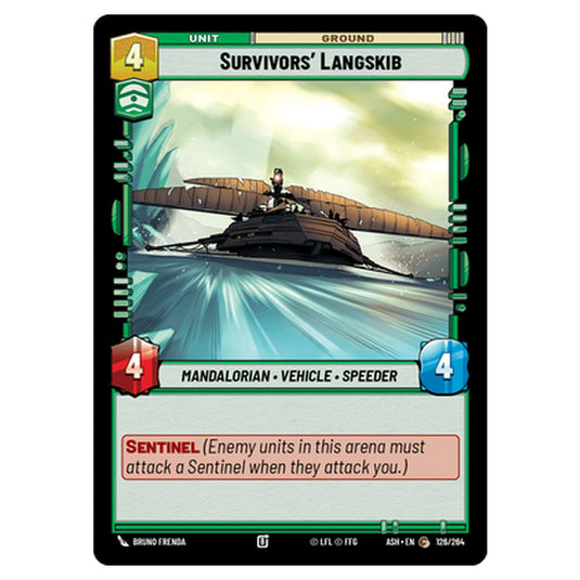 Survivors' Langskib card from the Star Wars Unlimited set Ashes of the Empire