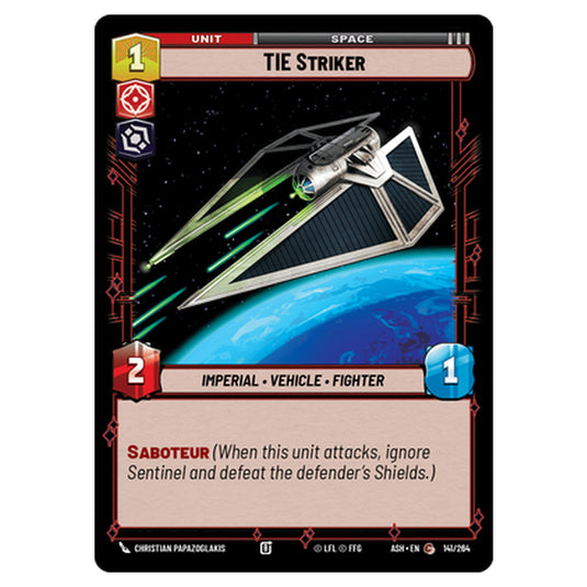 TIE Striker card from the Star Wars Unlimited set Ashes of the Empire