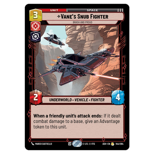 Vane's Snub Fighter card from the Star Wars Unlimited set Ashes of the Empire
