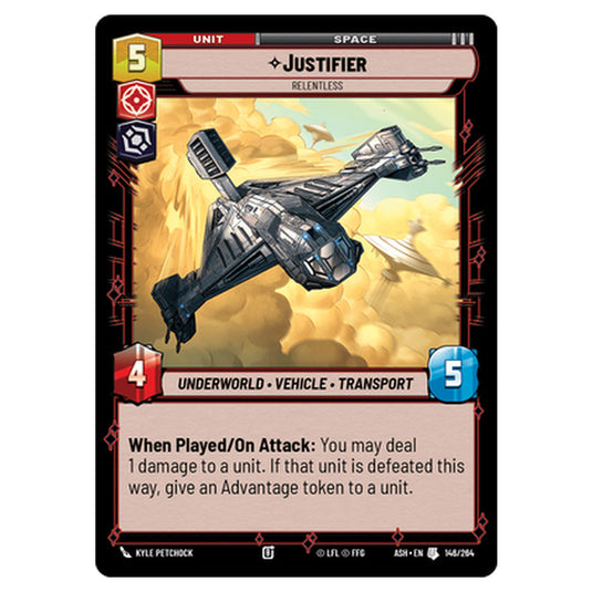 Justifier card from the Star Wars Unlimited set Ashes of the Empire