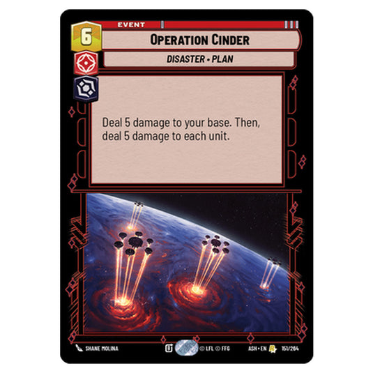 Operation Cinder card from the Star Wars Unlimited set Ashes of the Empire