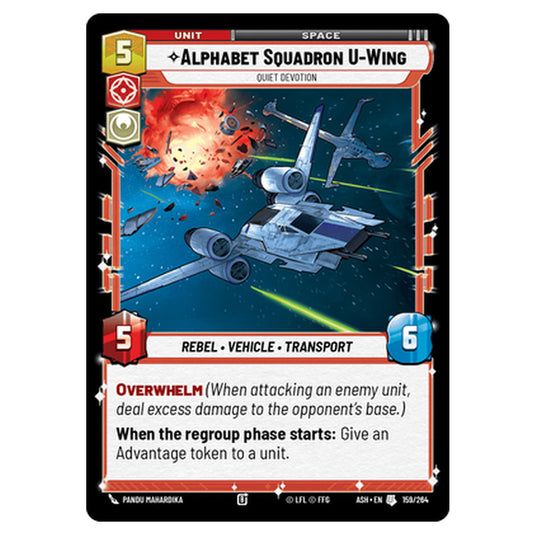 Alphabet Squadron U-Wing card from the Star Wars Unlimited set Ashes of the Empire