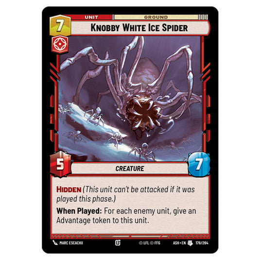 Knobby White Ice Spider card from the Star Wars Unlimited set Ashes of the Empire