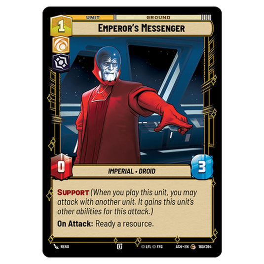 Emperor's Messenger card from the Star Wars Unlimited set Ashes of the Empire