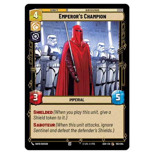 Emperor's Champion card from the Star Wars Unlimited set Ashes of the Empire