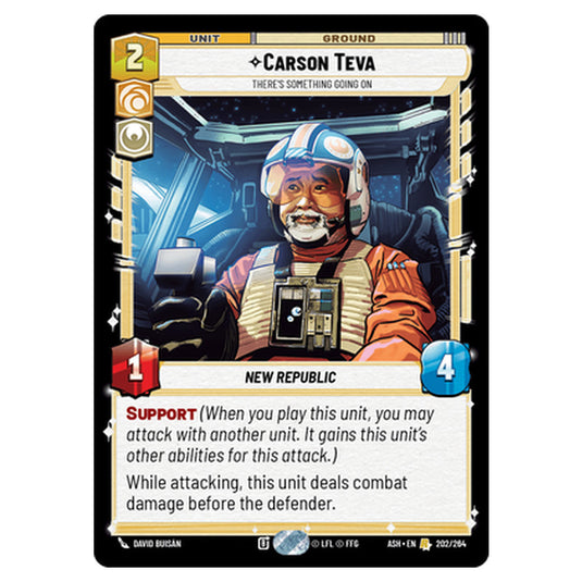Carson Teva card from the Star Wars Unlimited set Ashes of the Empire