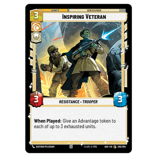 Inspiring Veteran card from the Star Wars Unlimited set Ashes of the Empire