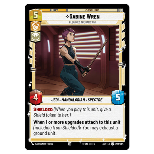 Sabine Wren card from the Star Wars Unlimited set Ashes of the Empire