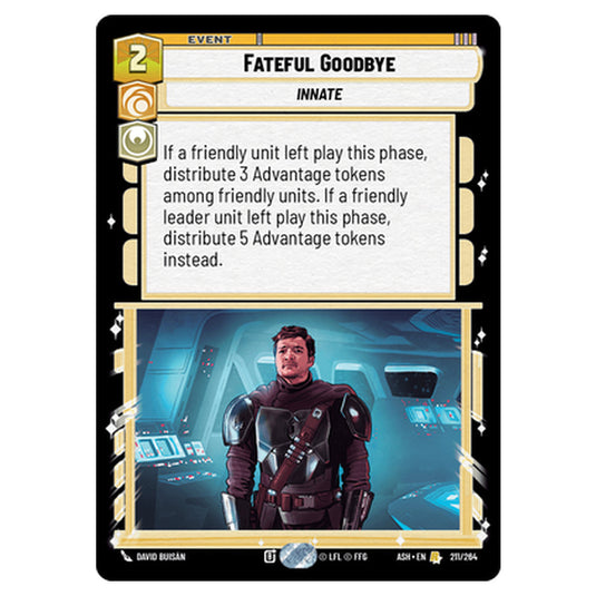 Fateful Goodbye card from the Star Wars Unlimited set Ashes of the Empire