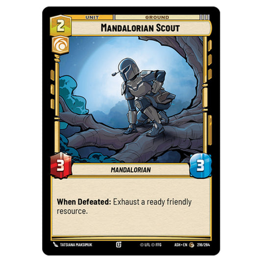 Mandalorian Scout card from the Star Wars Unlimited set Ashes of the Empire