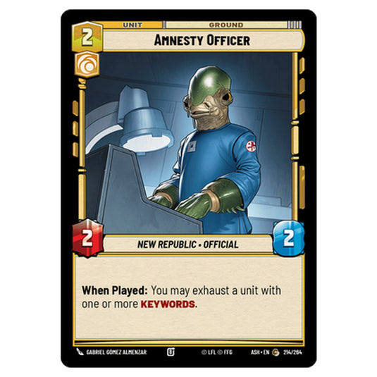 Amnesty Officer card from the Star Wars Unlimited set Ashes of the Empire