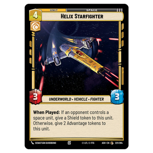 Helix Starfighter card from the Star Wars Unlimited set Ashes of the Empire