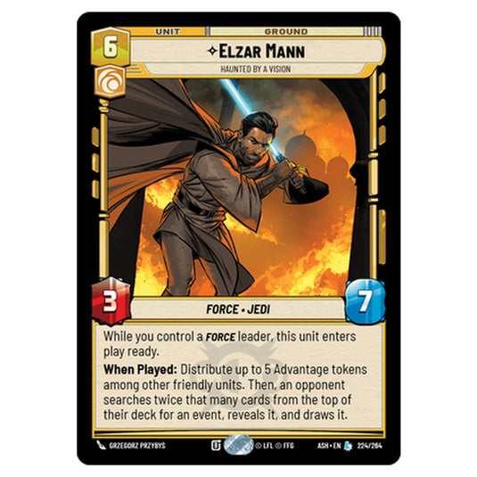 Elzar Mann card from the Star Wars Unlimited set Ashes of the Empire