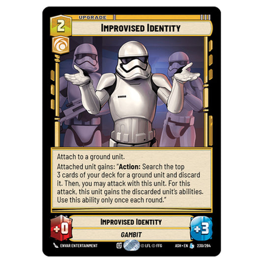 Improvised Identity card from the Star Wars Unlimited set Ashes of the Empire