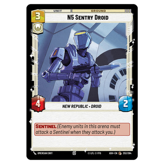 N5 Sentry Droid card from the Star Wars Unlimited set Ashes of the Empire