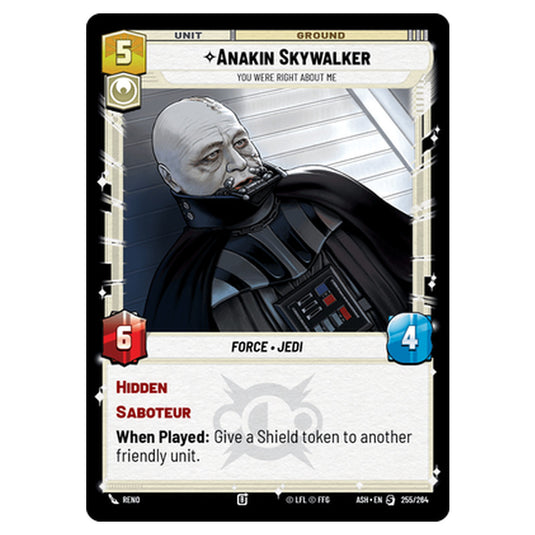 Anakin Skywalker card from the Star Wars Unlimited set Ashes of the Empire