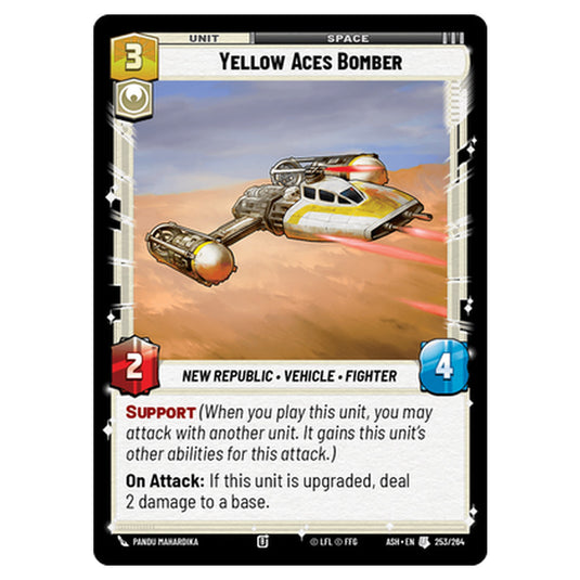 Yellow Aces Bomber card from the Star Wars Unlimited set Ashes of the Empire