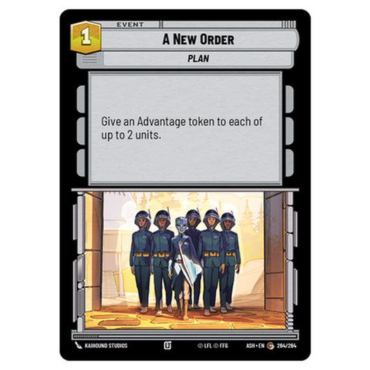 A New Order card from the Star Wars Unlimited set Ashes of the Empire