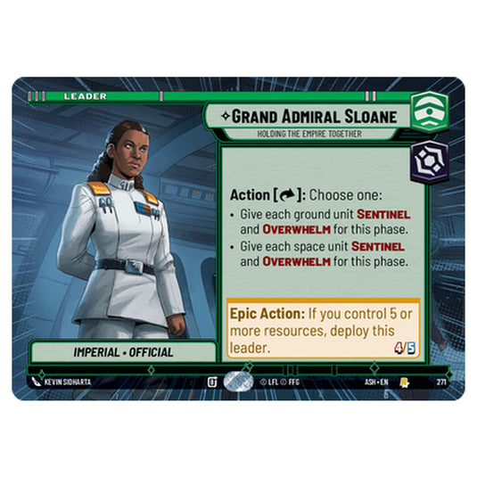 Grand Admiral Sloane card from the Star Wars Unlimited set Ashes of the Empire