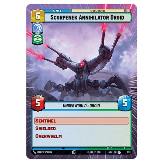 Scorpenek Annihilator Droid card from the Star Wars Unlimited set Ashes of the Empire