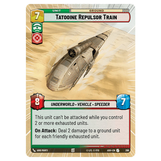 Tatooine Repulsor Train card from the Star Wars Unlimited set Ashes of the Empire