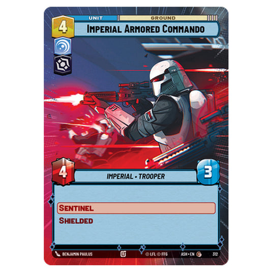 Imperial Armored Commando card from the Star Wars Unlimited set Ashes of the Empire